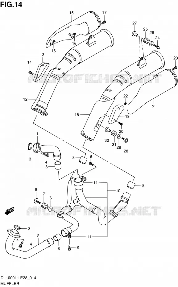 GELUIDDEMPER Suzuki MOTO 1000 V-STROM 2011  DL1000 L1 (E03,E28,E33)
