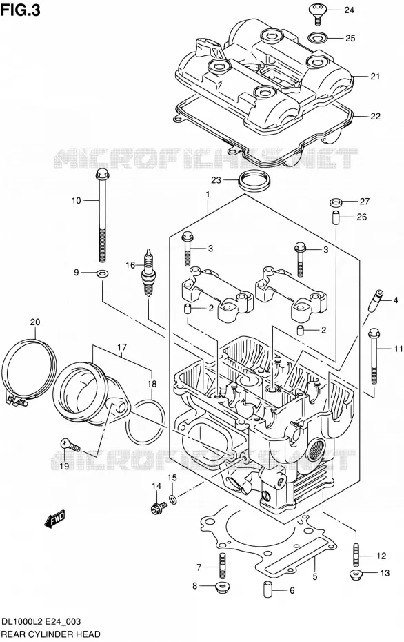 ACHTER CILINDERKOP Suzuki MOTO 1000 V-STROM 2012  DL1000 L2 (E24)