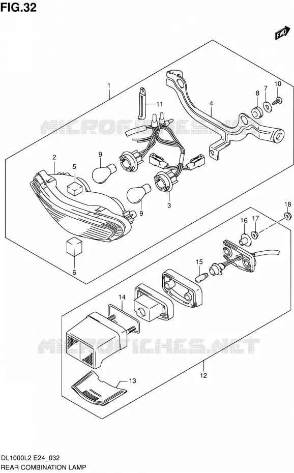 TAIL LIGHT ASSY Suzuki MOTO 1000 V-STROM 2012  DL1000 L2 (E24)