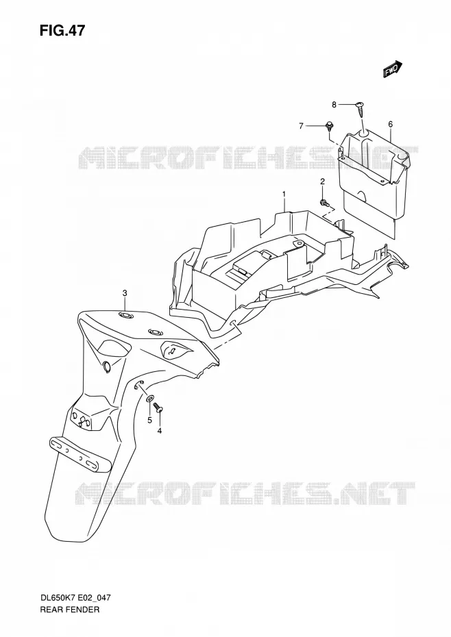 ACHTERSPATBORD Suzuki MOTO 650 V-STROM 2010  DL650A L0 (E02,E19,E24)