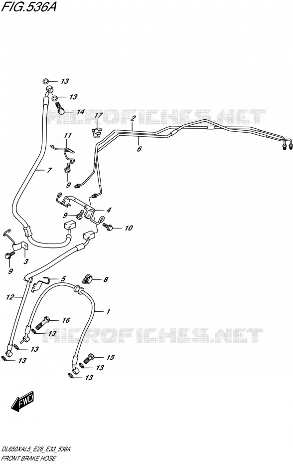 FRONT REMSLANG Suzuki MOTO 650 V-STROM 2015  DL650XA L5 (E03,E28,E33)
