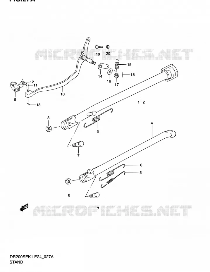 STAND (MODELE K2/K3/K4/K5) Suzuki MOTO 200 DR 2003  DR200SE K3 (E06,E24)