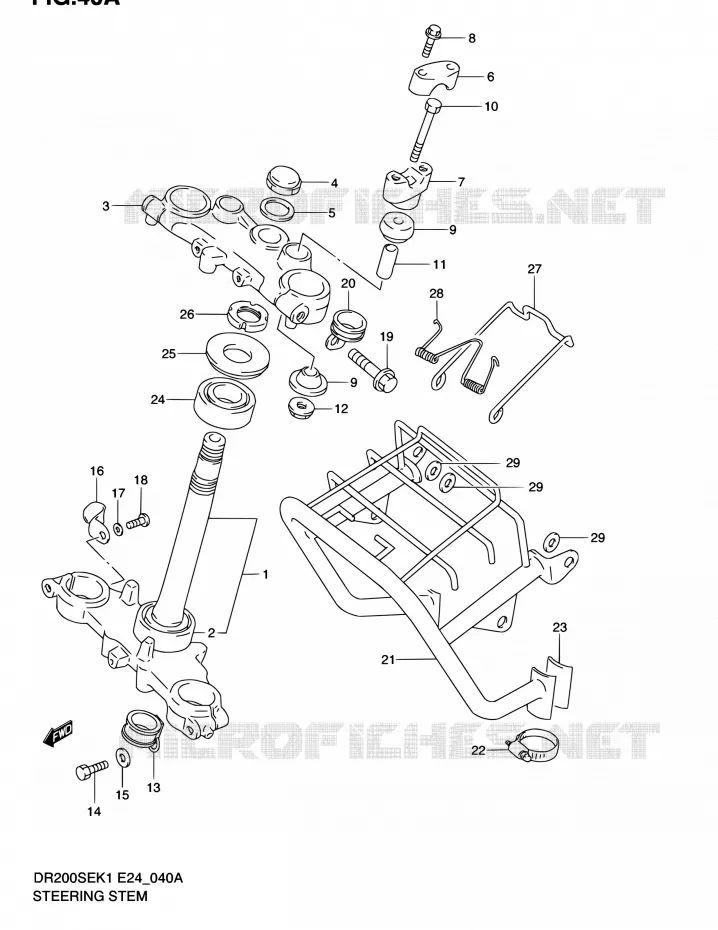 STUURKOLOM (MODEL K2/K3/K4/K5 E06,E24) Suzuki MOTO 200 DR 2003  DR200SE K3 (E06,E24)
