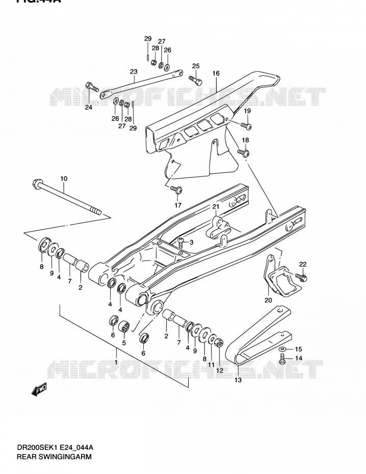 SWINGARM (MODEL K2/K3/K4/K5 E06,E24) Suzuki MOTO 200 DR 2003  DR200SE K3 (E06,E24)