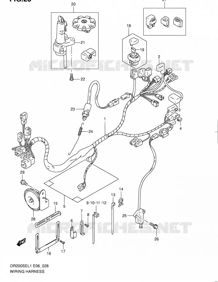 BEDRADING (DR200SEL1 E06) Suzuki MOTO 200 DR 2011  DR200SE L1 (E06,E24)