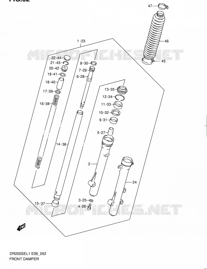 FRONT SCHOKDEMPER Suzuki MOTO 200 DR 2011  DR200SE L1 (E06,E24)