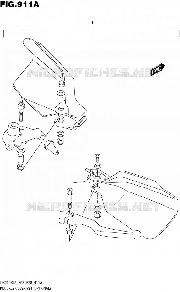 KNUCKLE COVERS (OPTIONAL) Suzuki MOTO 200 DR 2015  DR200S L5 (E03,E28,E33)