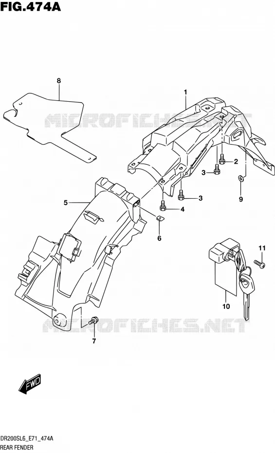 ACHTERSPATBORD Suzuki MOTO 200 DR 2016  DR200S L6 (E71)