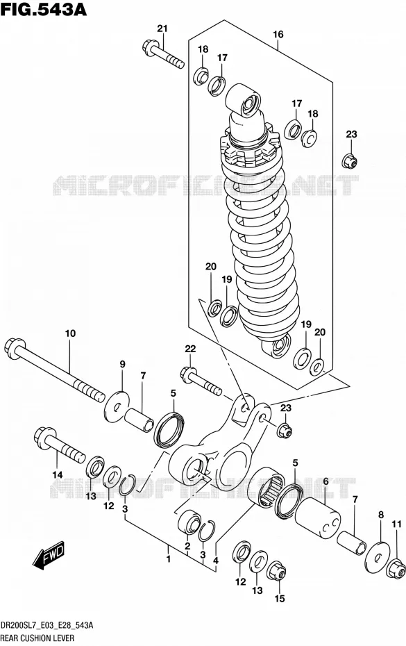 SCHOKBREKER AANEENSCHAKELING (DR200SL7 E03) Suzuki MOTO 200 DR 2017  DR200S L7 (E03,E28,E33)