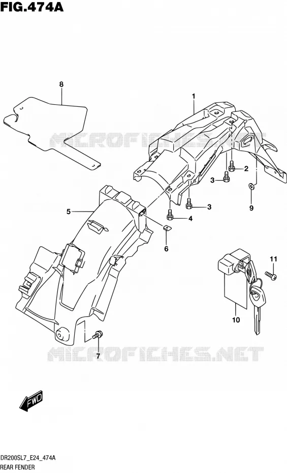 ACHTERSPATBORD Suzuki MOTO 200 DR 2017  DR200S L7 (E24)