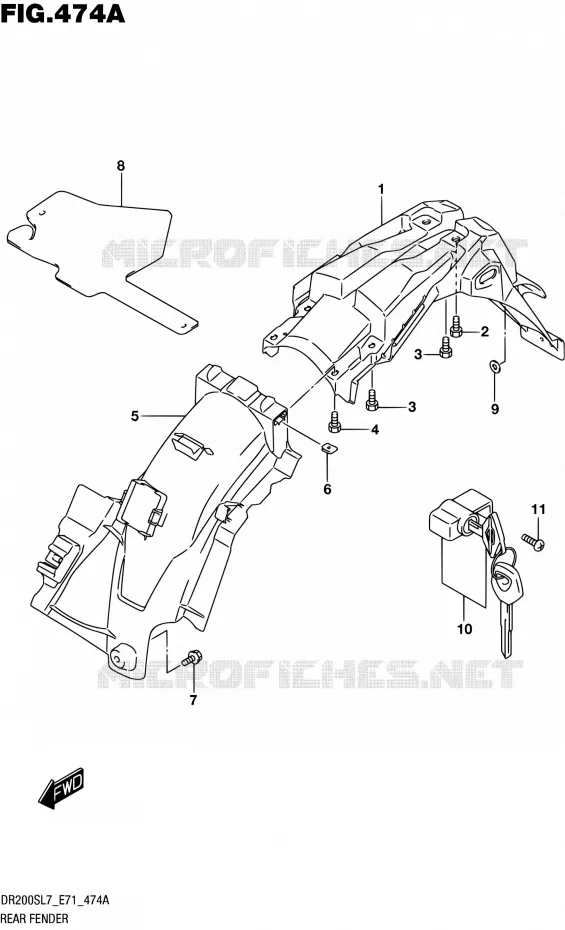 ACHTERSPATBORD Suzuki MOTO 200 DR 2017  DR200S L7 (E71)