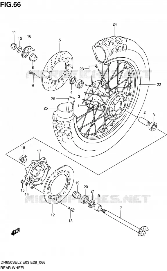 ACHTERWIEL Suzuki MOTO 650 DR 2012  DR650SE L2 (E03,E28,E33)