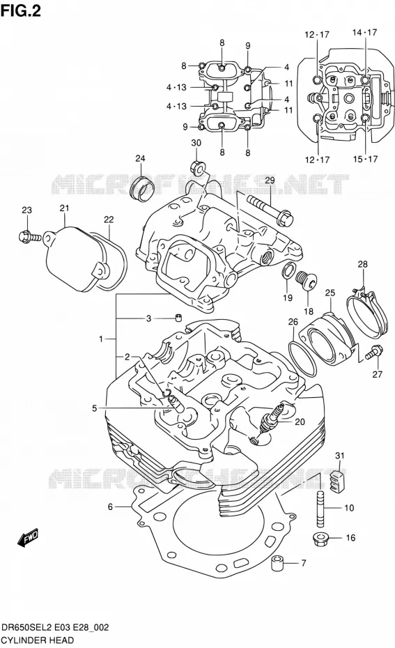 CILINDERKOP Suzuki MOTO 650 DR 2012  DR650SE L2 (E03,E28,E33)