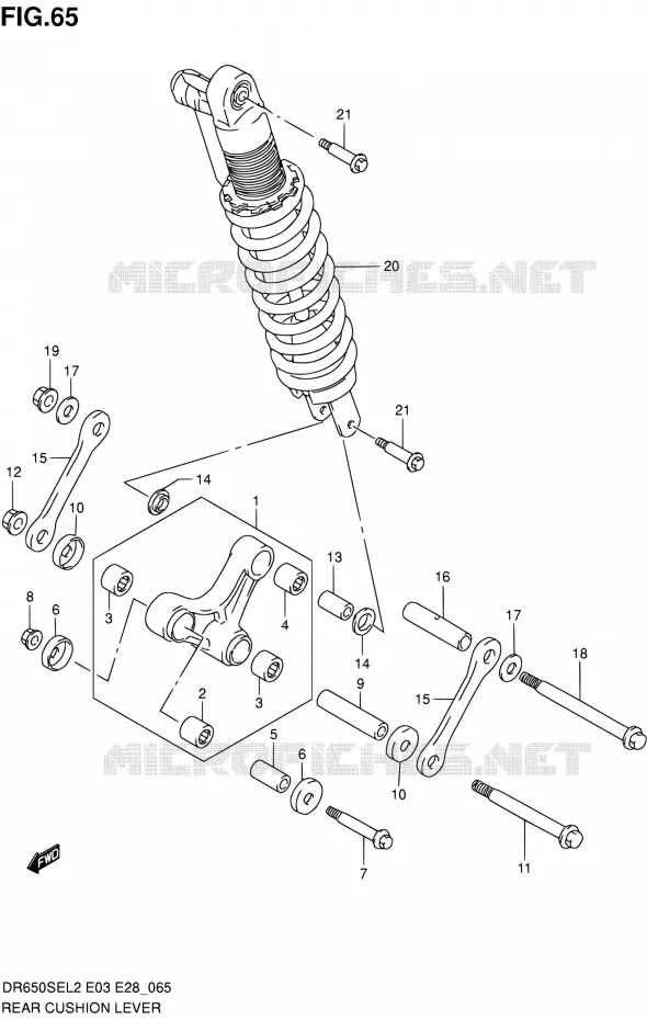 SCHOKBREKER AANEENSCHAKELING (DR650SEL2 E33) Suzuki MOTO 650 DR 2012  DR650SE L2 (E03,E28,E33)