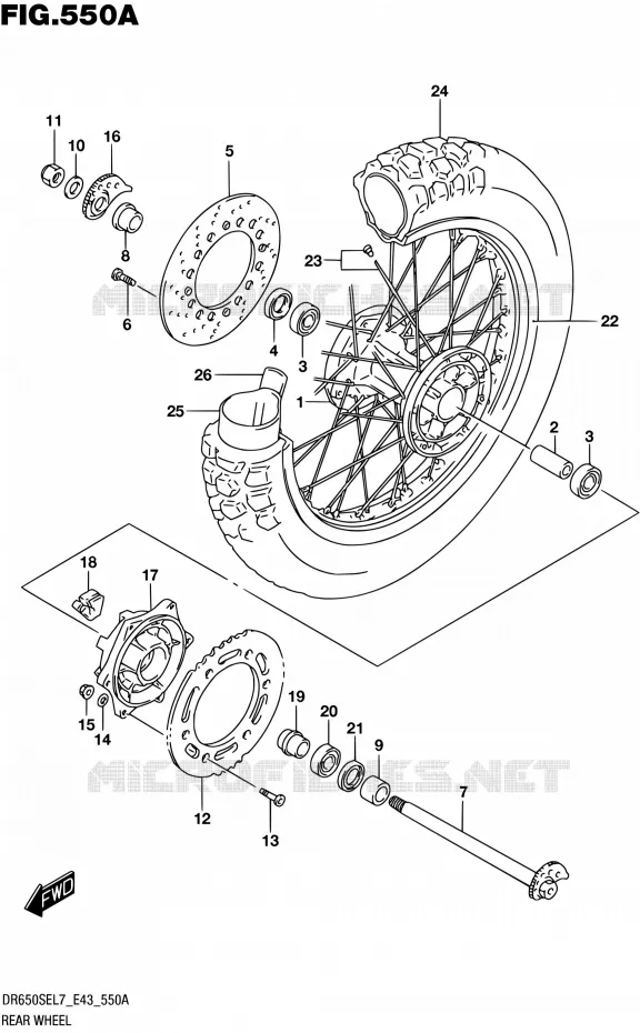 ACHTERWIEL Suzuki MOTO 650 DR 2017  DR650SE L7 (E43)
