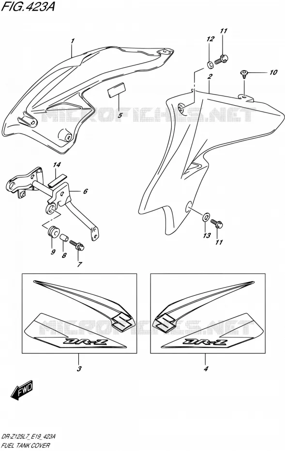 FUEL TANK - COVERS Suzuki MOTO 125 DR-Z 2017  DR-Z125 L7 (E19)