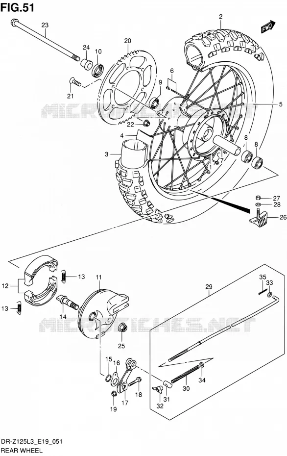 ACHTERWIEL (DR-Z125L3 E19) Suzuki MOTO 125 DR-Z 2013  DR-Z125L L3 (E19)