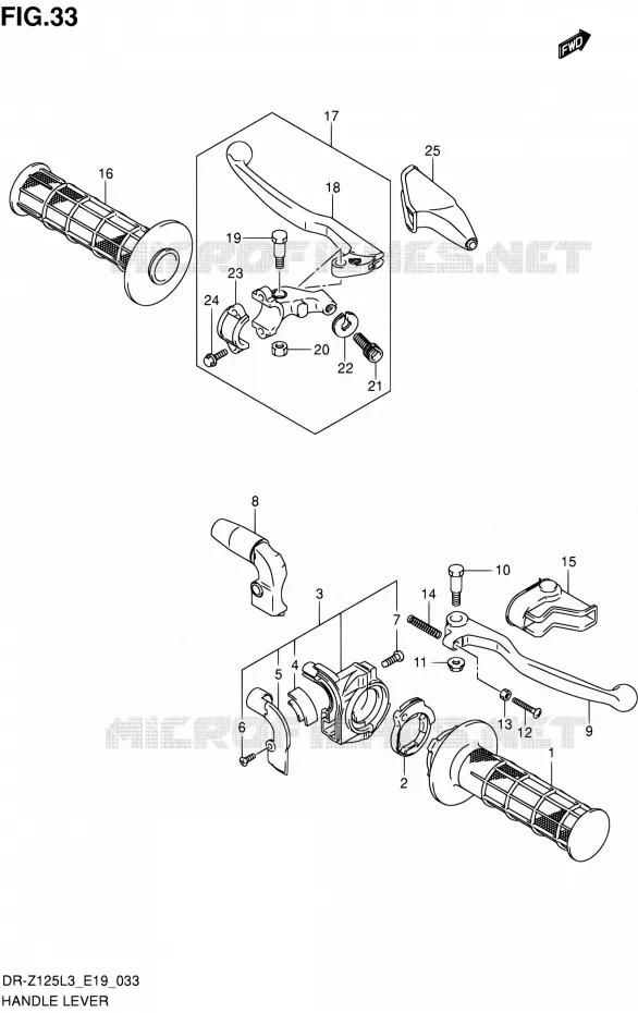 HANDGRIPS - LEVERS (DR-Z125LL3_E19) Suzuki MOTO 125 DR-Z 2013  DR-Z125L L3 (E19)