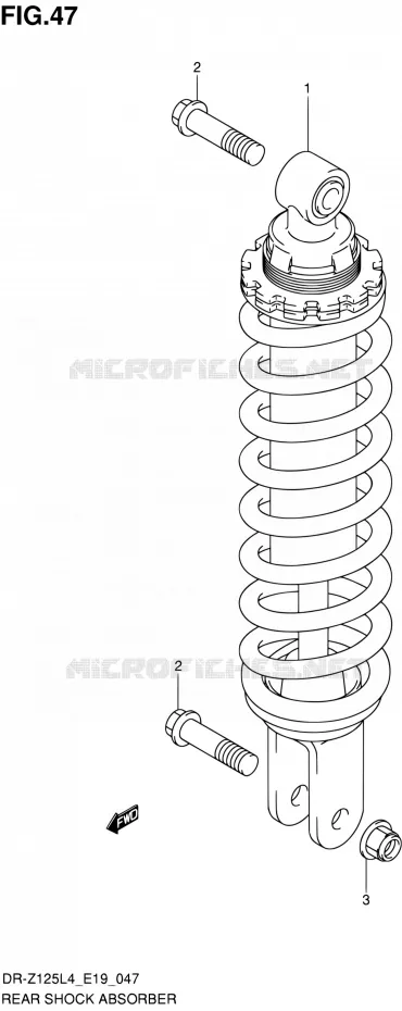 ACHTER SCHOKDEMPER (DR-Z125L4 E19) Suzuki MOTO 125 DR-Z 1994  DR-Z125L L4 (E19)