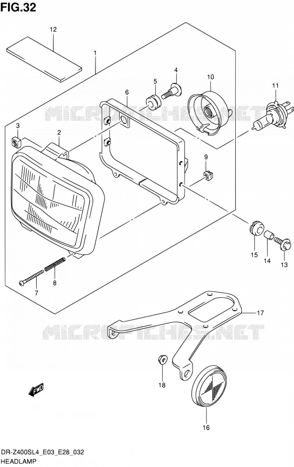 KOPLAMP Suzuki MOTO 400 DR-Z 2014  DR-Z400S L4 (E03,E28,E33)