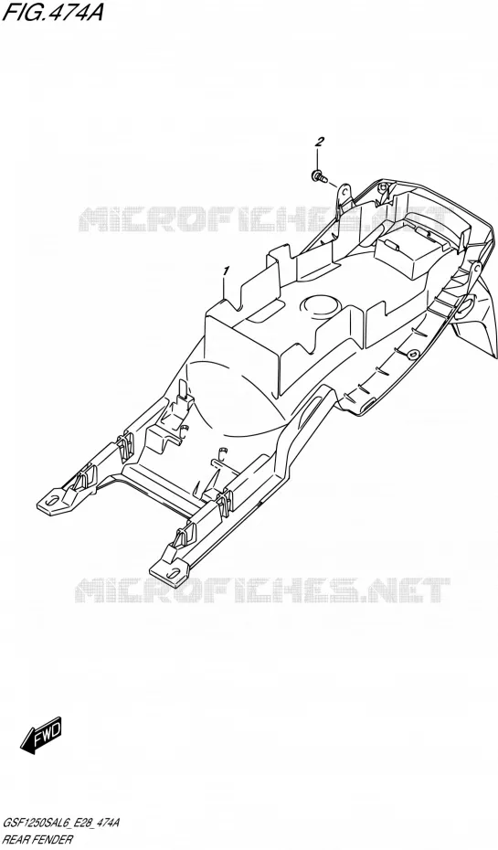 ACHTERSPATBORD Suzuki MOTO 1250 BANDIT-S 2016  GSF1250SA L6 (E03,E28,E33)