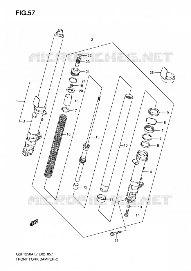 FRONT SCHOKDEMPER Suzuki MOTO 1250 BANDIT-S 2010  GSF1250S L0 (E02,E19,E24,E37)