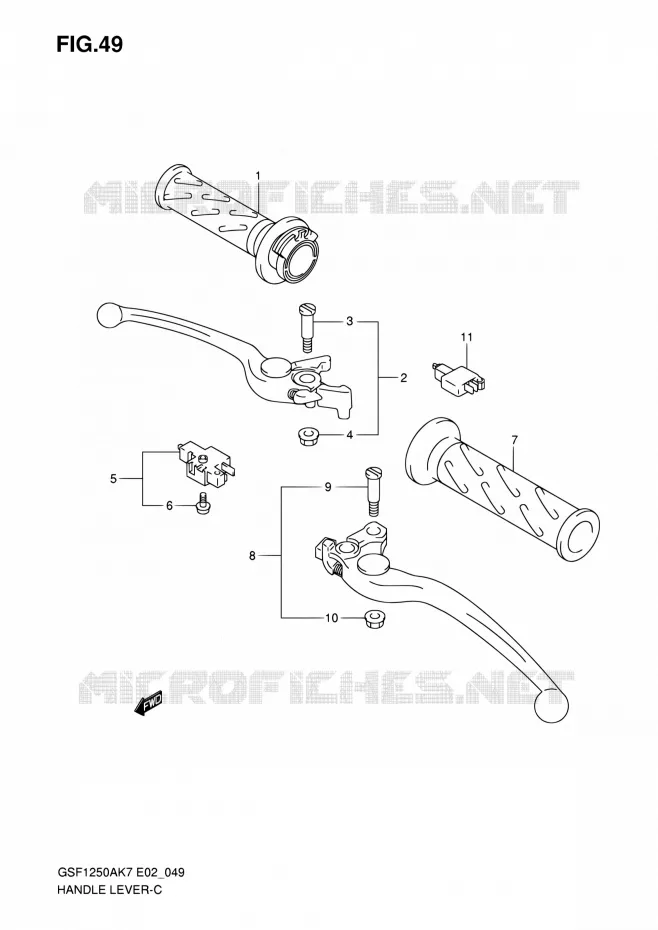 HANDGRIPS - LEVERS Suzuki MOTO 1250 BANDIT-S 2010  GSF1250S L0 (E02,E19,E24,E37)