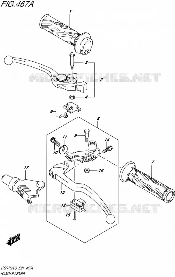 HANDGRIPS - LEVERS Suzuki MOTO 750 GSR 2015  GSR750 L5