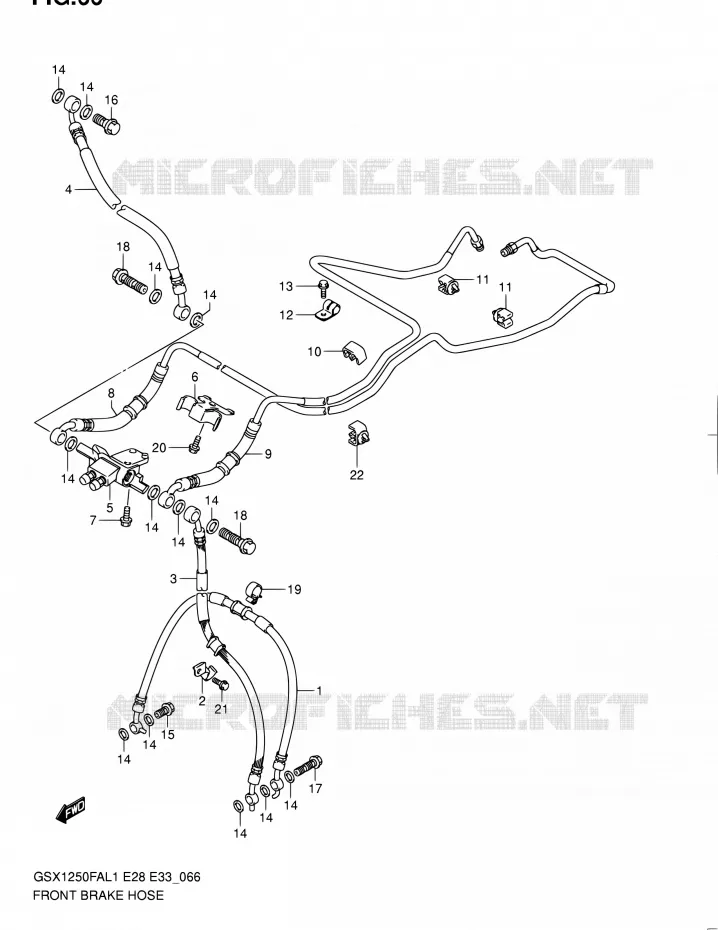 FRONT REMSLANG Suzuki MOTO 1250 GSX-F 2011  GSX1250FA L1 (E03,E28,E33)