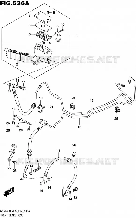 FRONT REMSLANG (GSX1300RAL5 E02) Suzuki MOTO 1300 HAYABUSA 2015  GSX1300RA L5 (E19)
