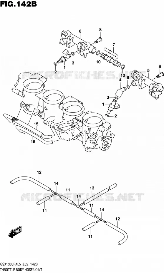 GASKLEPHUIS (GSX1300RAL5 E19) Suzuki MOTO 1300 HAYABUSA 2015  GSX1300RA L5 (E19)