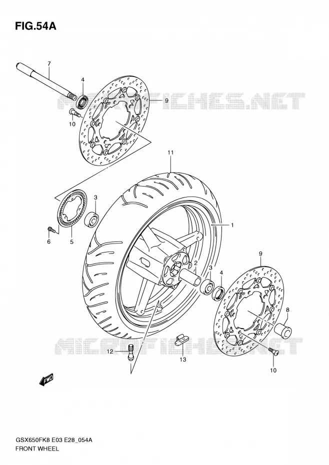 VOORWIEL (GSX650FAK9/FAL0) Suzuki MOTO 650 GSX-F 2010  GSX650FA L0 (E03,E28,E33)