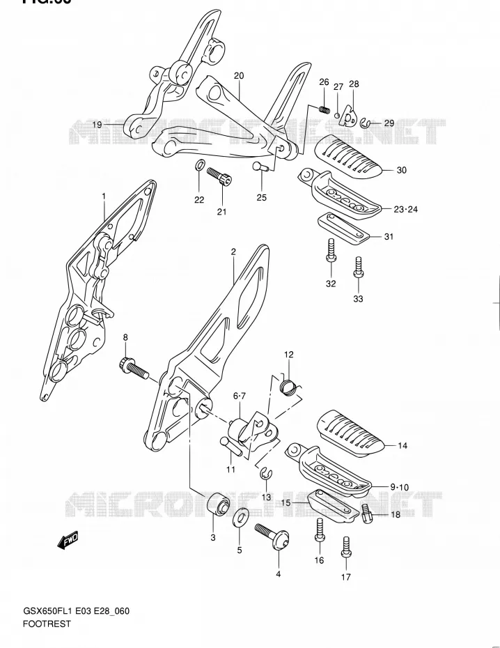 FOOTREST Suzuki MOTO 650 GSX-F 2011  GSX650F L1 (E03,E28,E33)