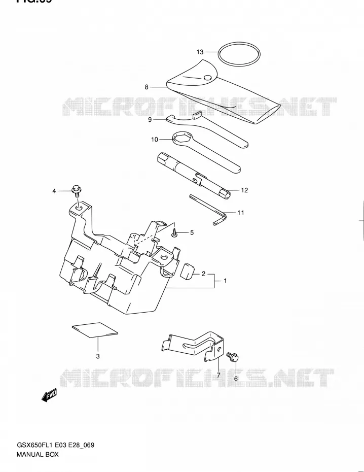 GEREEDSCHAPSKIST Suzuki MOTO 650 GSX-F 2011  GSX650F L1 (E03,E28,E33)