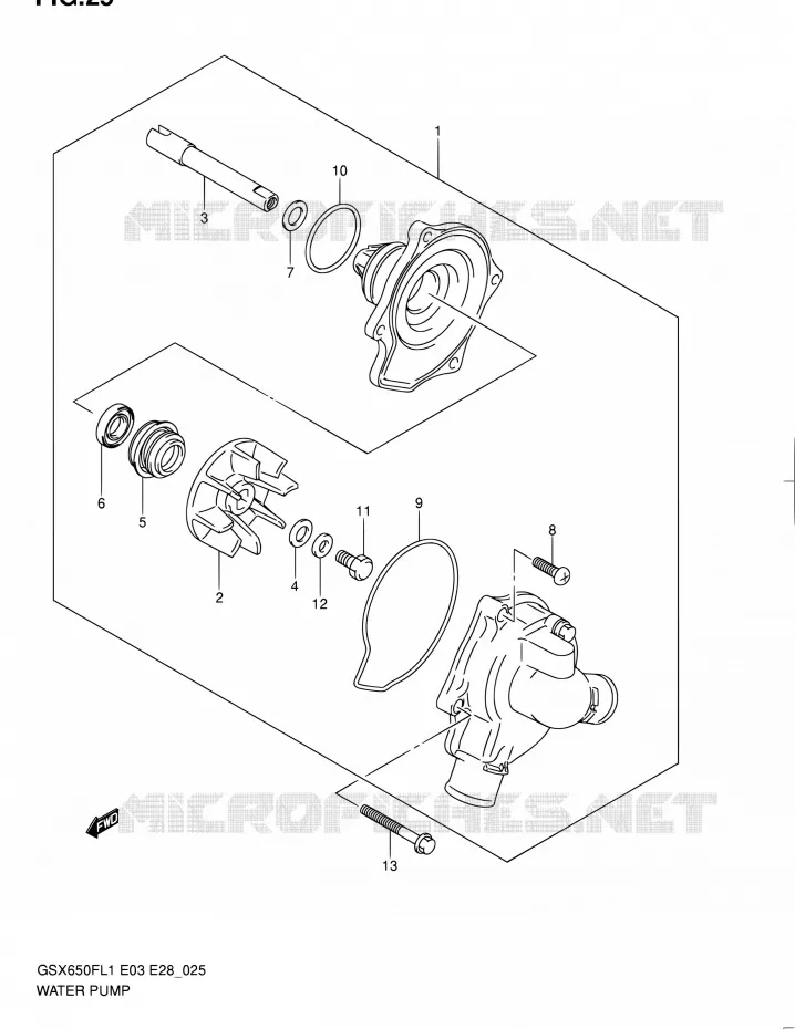 WATERPOMP Suzuki MOTO 650 GSX-F 2011  GSX650F L1 (E03,E28,E33)