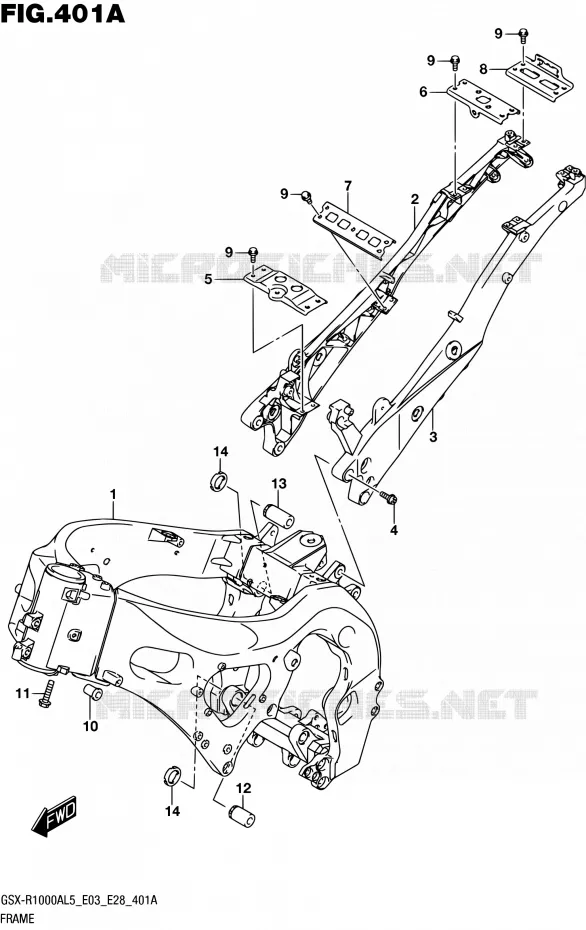 FRAME Suzuki MOTO 1000 GSX-R 2015  GSX-R1000A L5 (E03,E28,E33)