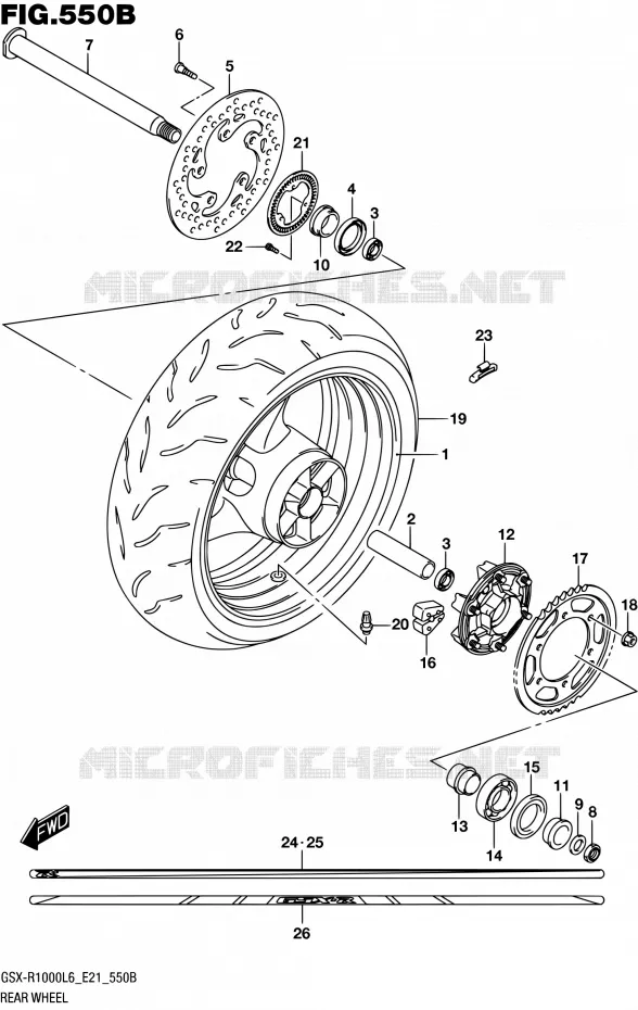 ACHTERWIEL (GSX-R1000AL6 E21) Suzuki MOTO 1000 GSX-R 2016  GSX-R1000A L6 (E21)