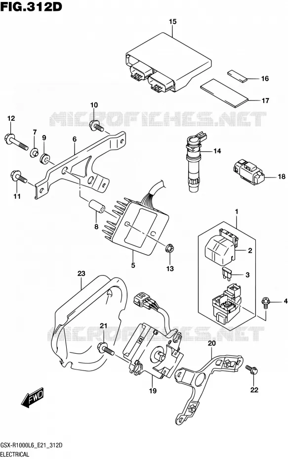 ELEKTRISCH (GSX-R1000AUFL6 E21) Suzuki MOTO 1000 GSX-R 2016  GSX-R1000A L6 (E21)