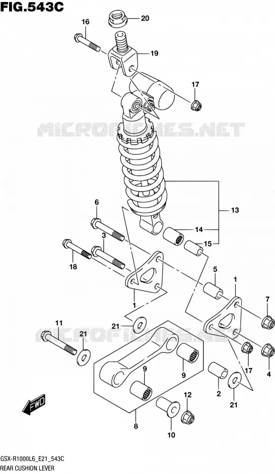 SCHOKBREKER AANEENSCHAKELING (GSX-R1000UFL6 E21) Suzuki MOTO 1000 GSX-R 2016  GSX-R1000A L6 (E21)