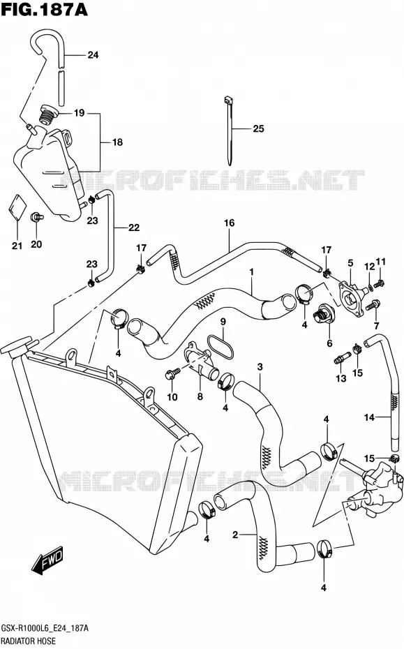 RADIATOR SLANG Suzuki MOTO 1000 GSX-R 2016  GSX-R1000A L6 (E24)