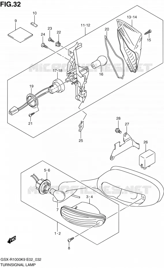 INDICATOREN Suzuki MOTO 1000 GSX-R 2010  GSX-R1000 L0/GSX-R1000Z L0 (E02,E14,E19,E24,E51,P37)