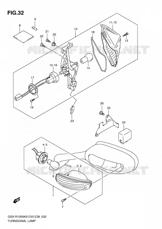 INDICATOREN Suzuki MOTO 1000 GSX-R 2010  GSX-R1000 L0/GSX-R1000Z L0 (E03,E28,E33)