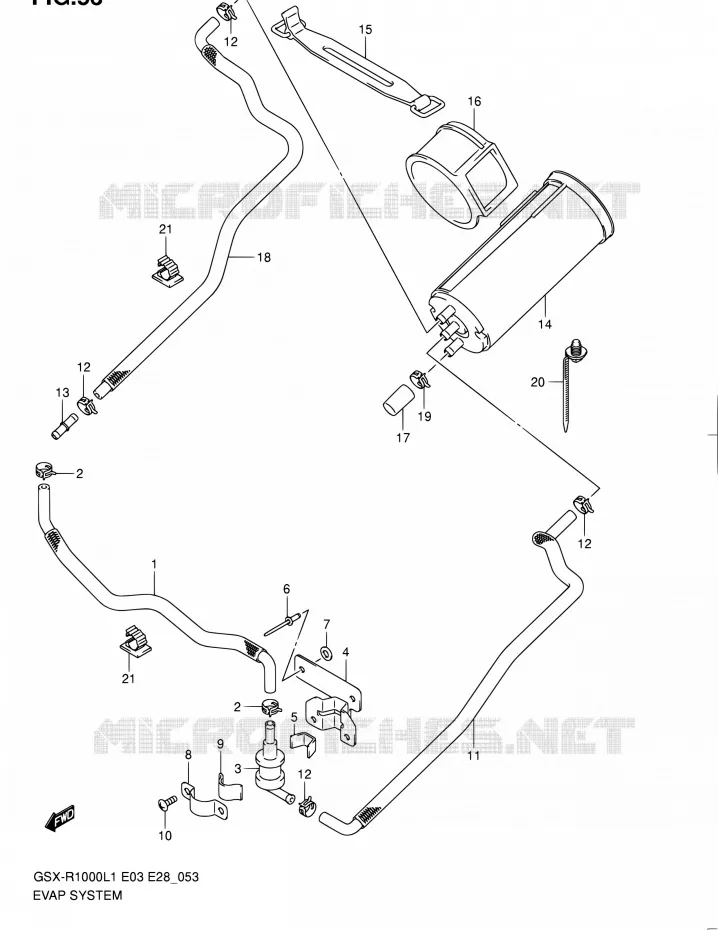 FUEL EVAP SYSTEM (GSX-R1000L1 E33) Suzuki MOTO 1000 GSX-R 2011  GSX-R1000 L1 (E03,E28,E33)