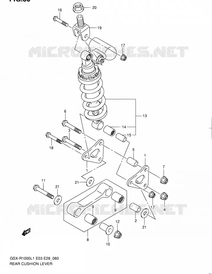 SCHOKBREKER AANEENSCHAKELING (GSX-R1000L1 E03) Suzuki MOTO 1000 GSX-R 2011  GSX-R1000 L1 (E03,E28,E33)