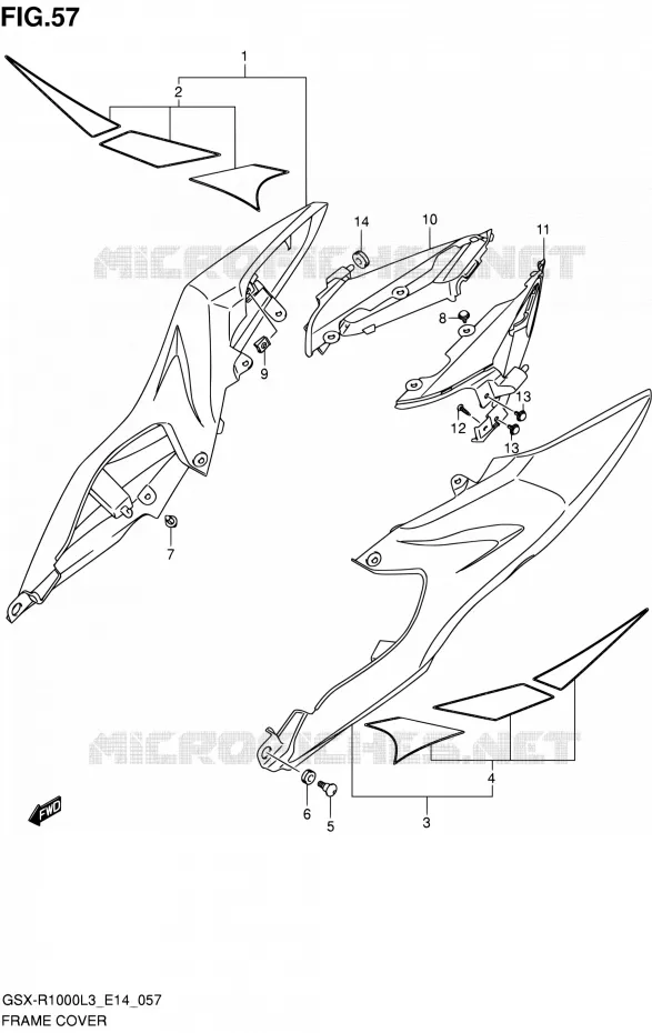 ACHTER KUIP (GSX-R1000ZL3 E14) Suzuki MOTO 1000 GSX-R 2013  GSX-R1000 L3/GSX-R1000Z L3 (E14)