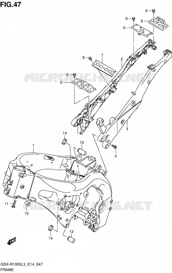 FRAME (GSX-R1000ZL3 E14) Suzuki MOTO 1000 GSX-R 2013  GSX-R1000 L3/GSX-R1000Z L3 (E14)