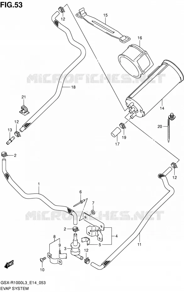 FUEL EVAP SYSTEM (GSX-R1000ZL3 E14) Suzuki MOTO 1000 GSX-R 2013  GSX-R1000 L3/GSX-R1000Z L3 (E14)