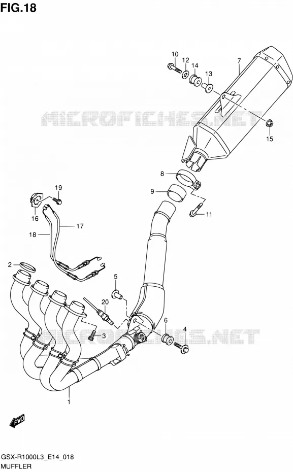 GELUIDDEMPER (GSX-R1000ZL3 E14) Suzuki MOTO 1000 GSX-R 2013  GSX-R1000 L3/GSX-R1000Z L3 (E14)