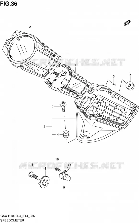 SNELHEIDSMETER (GSX-R1000L3 E14) Suzuki MOTO 1000 GSX-R 2013  GSX-R1000 L3/GSX-R1000Z L3 (E14)