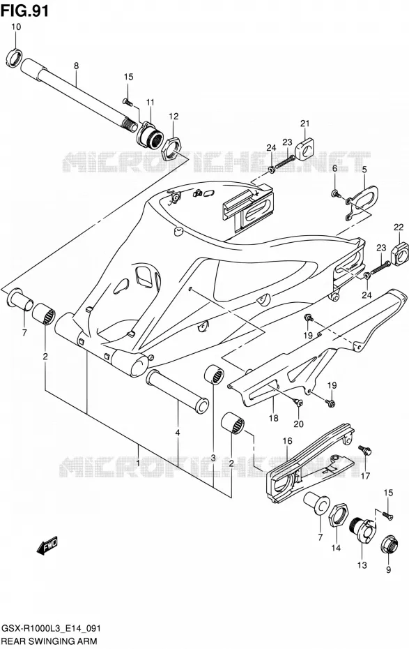 SWINGARM (GSX-R1000ZL3 E14) Suzuki MOTO 1000 GSX-R 2013  GSX-R1000 L3/GSX-R1000Z L3 (E14)